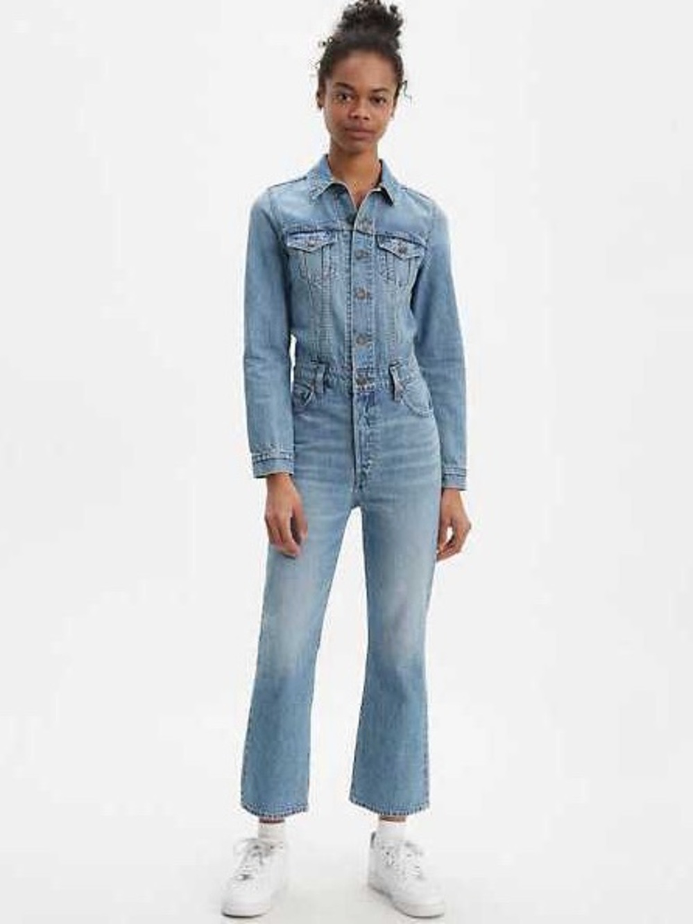 NWT Levi’s Premium Kick Flare Jumpsuit in Medium Blue Wash